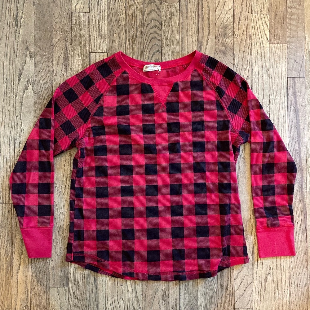 Faded Glory Woman’s Red and Black Checkered Long Sleeve Tee
